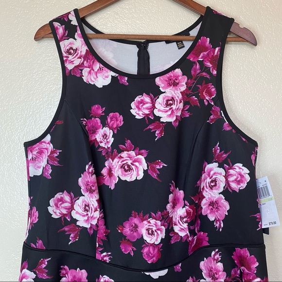 City Studio Floral Print Fit & Flare Dress 20W - Picture 5 of 12